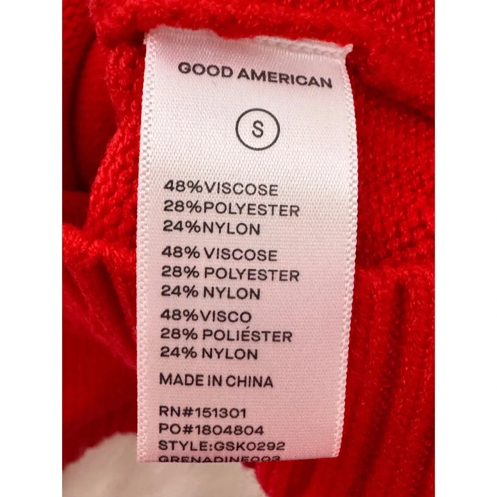 Good American Womens Red Grenadine Crewneck‎ Knit Sweater GSK0292 Size S NWT